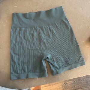 Ribbed Blue Biker Shorts